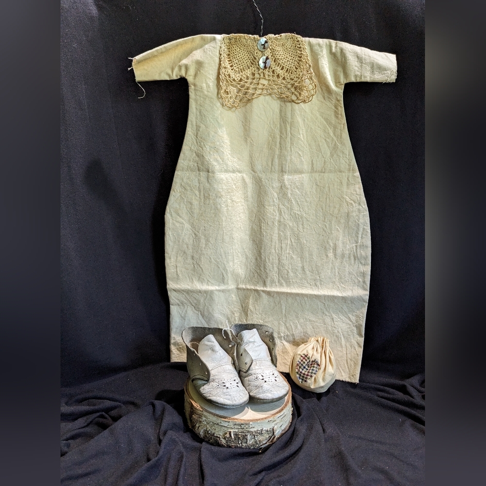 Vintage Style Baby Gown With Shoes. Decorative